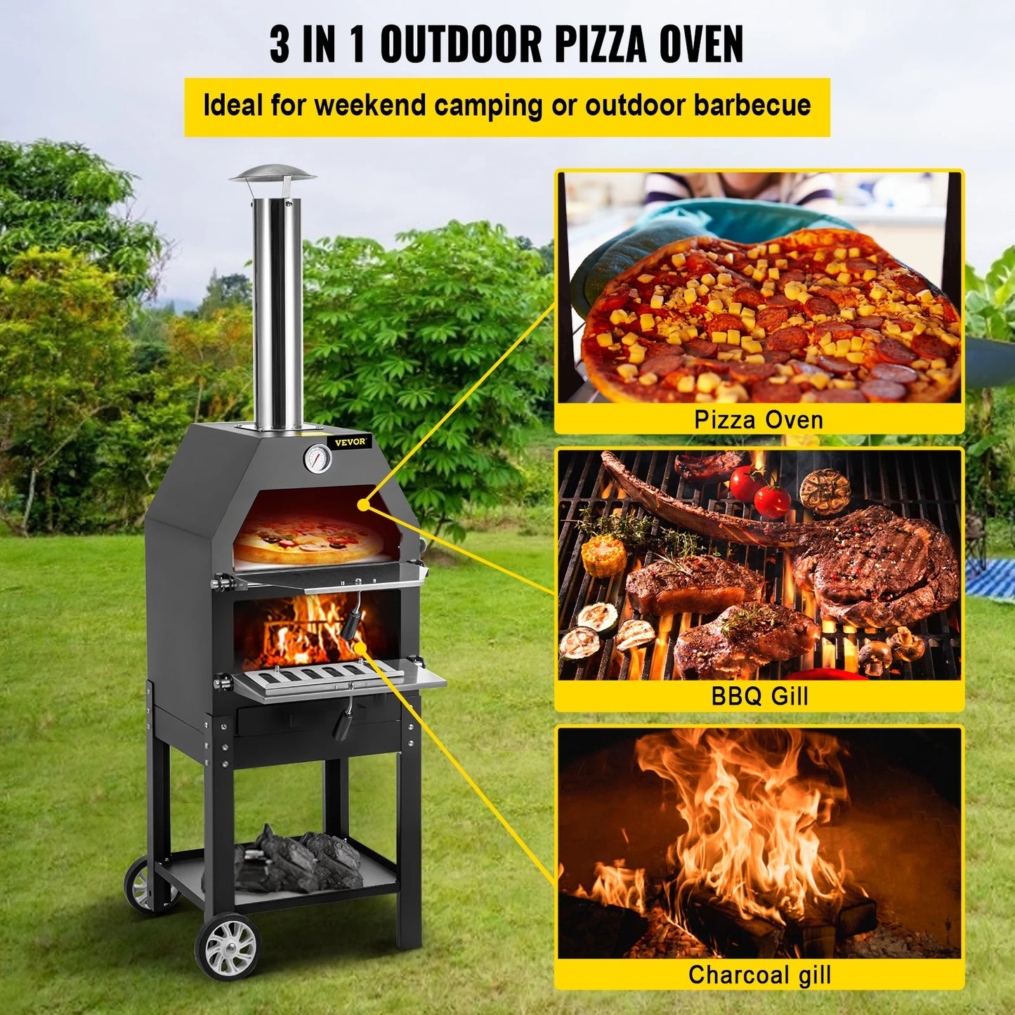 Outdoor Wood Fire Pizza Oven, 12"