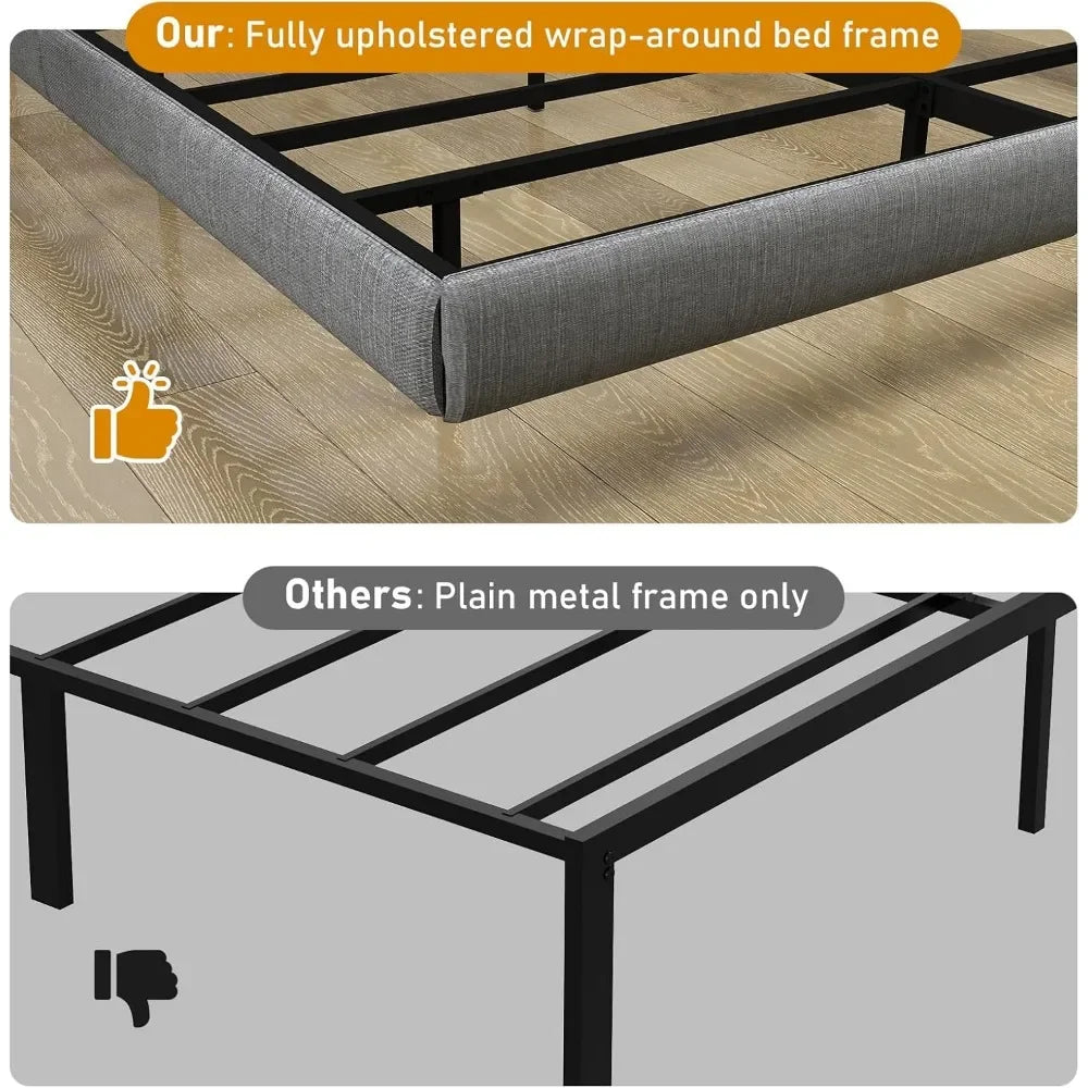 Floating Metal Platform Bed Frame with LED Lights