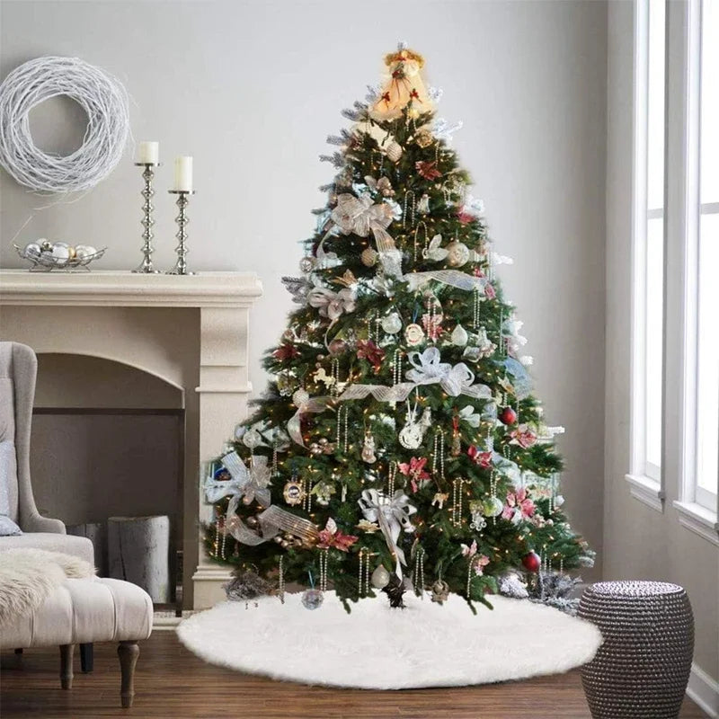 White Plush Christmas Tree Skirt, 78/90/122cm