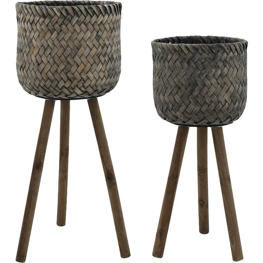 Bamboo Planter Basket, Set of 2, 19"/23" H