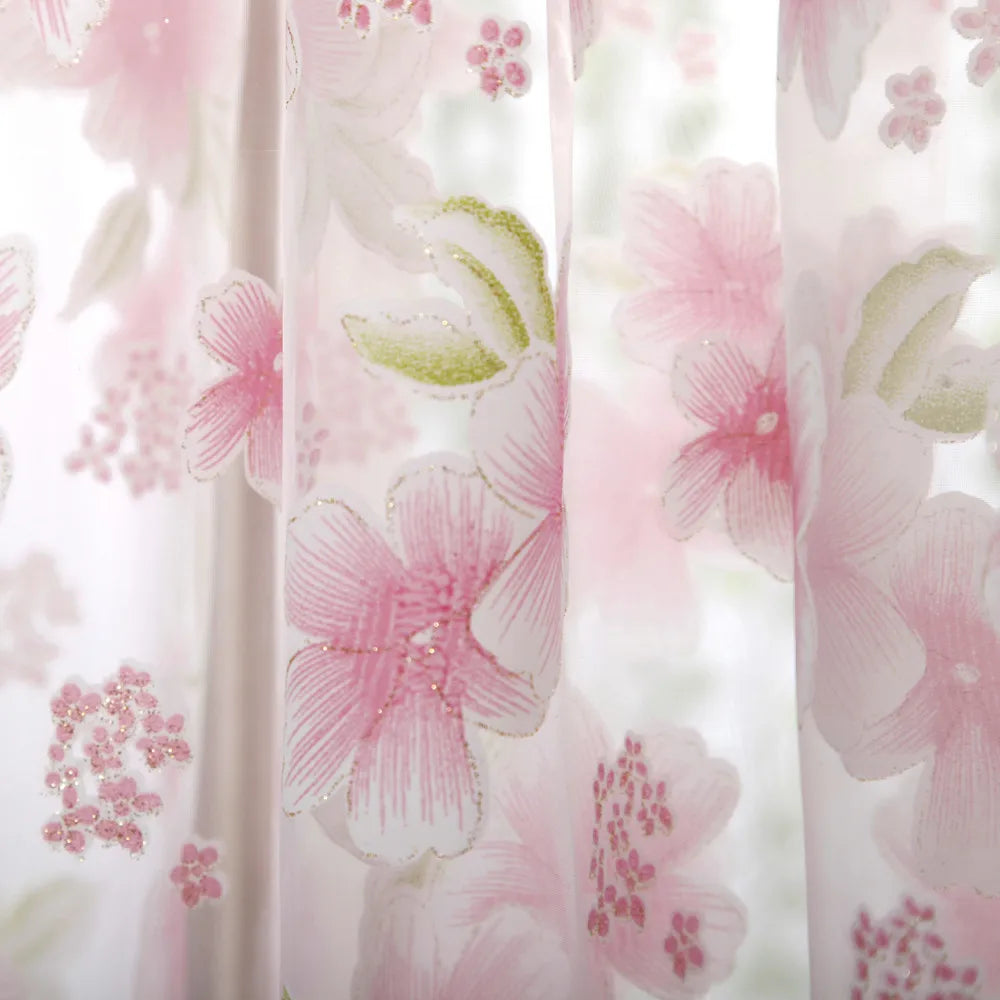 Sheer Tulle Flowered Curtain