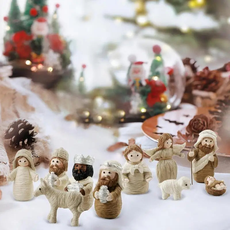 Christmas Nativity Scene Set, 10 Pcs