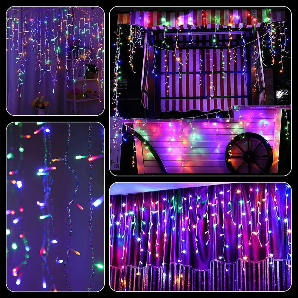 Solar Icicle Curtain Lights, 8 Modes