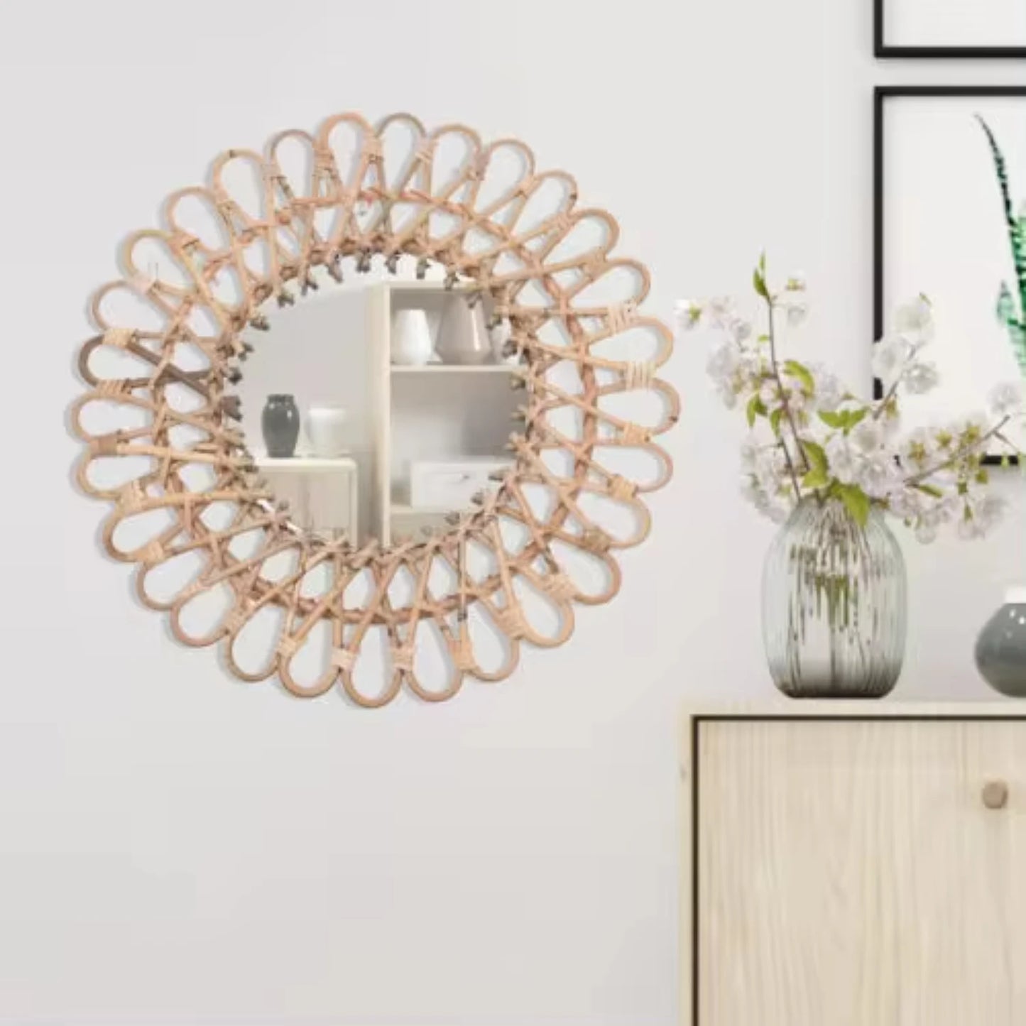 Wall Hanging Round  Rattan Mirror