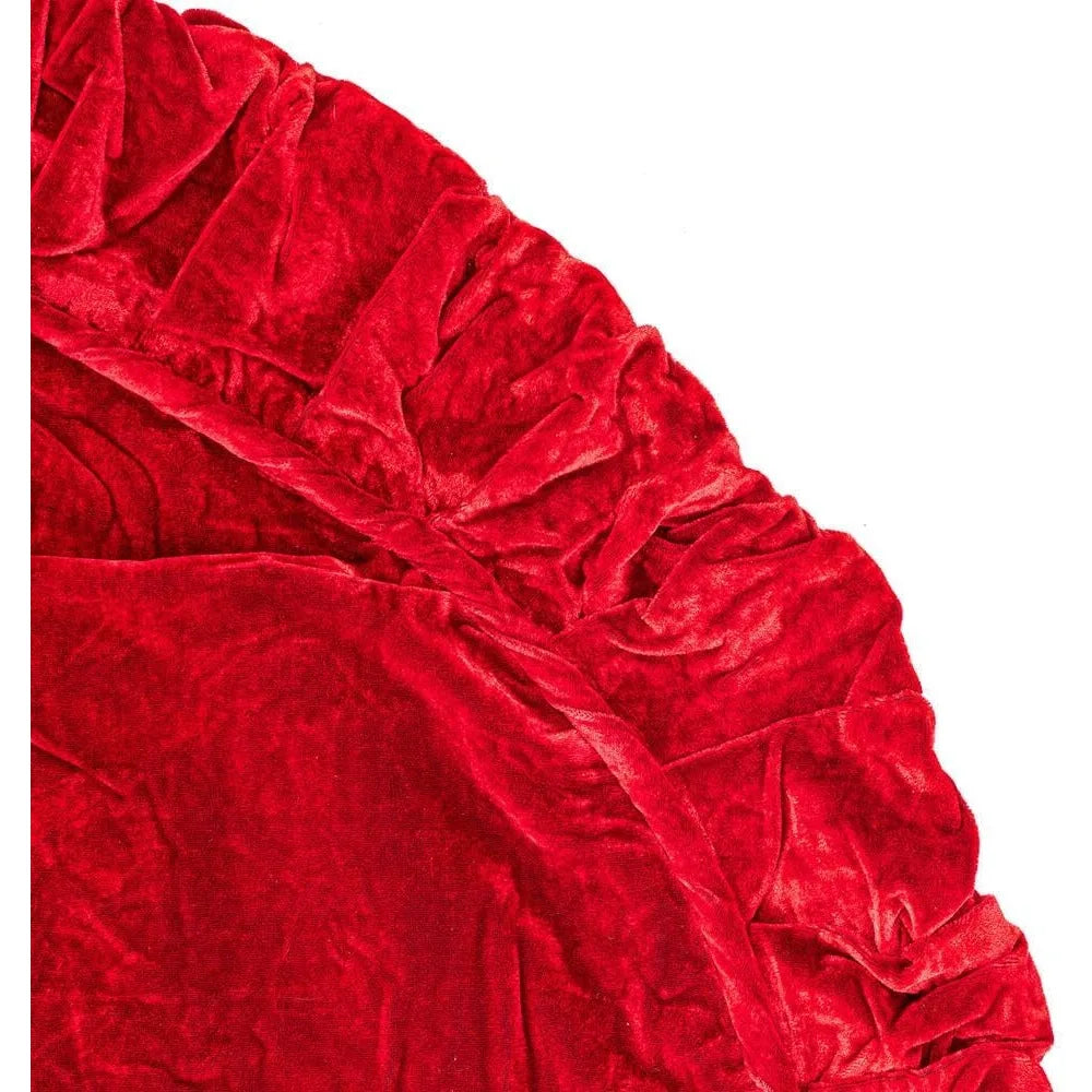 Plush Red Velvet Christmas Tree Skirt, 72"