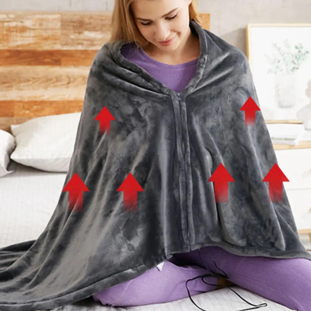 Fleece Heated Wearable Blanket, 3 Heat Settings, USB