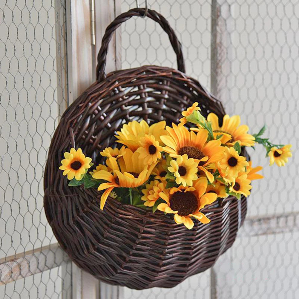 Wall Hanging Rattan Flower Baskets, 2/4/8/10 Pcs