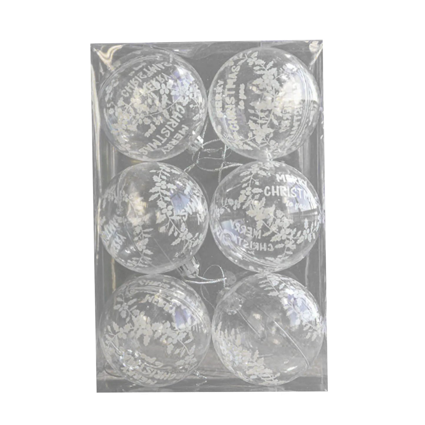 6cm Transparent Christmas Balls, 6 Pcs