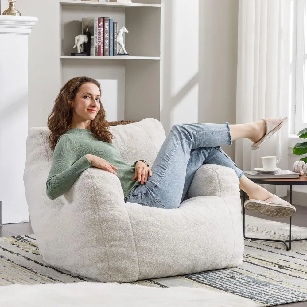 Fluffy Tufted Soft Bean Bag Chair with Filler