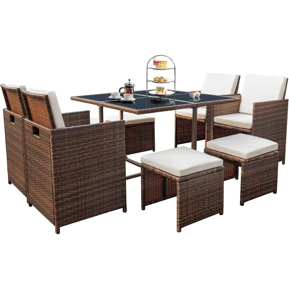 9-piece Terrace Dining Table and Chair Set