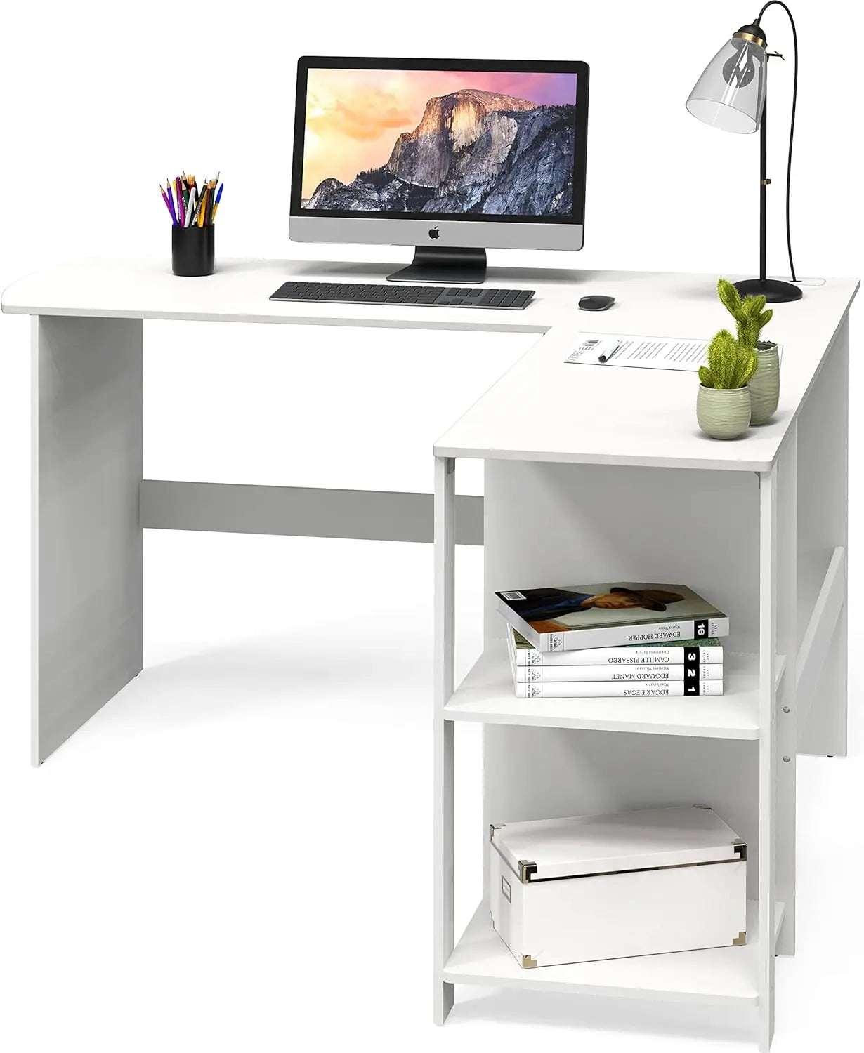 L-Shaped Corner Desk, White