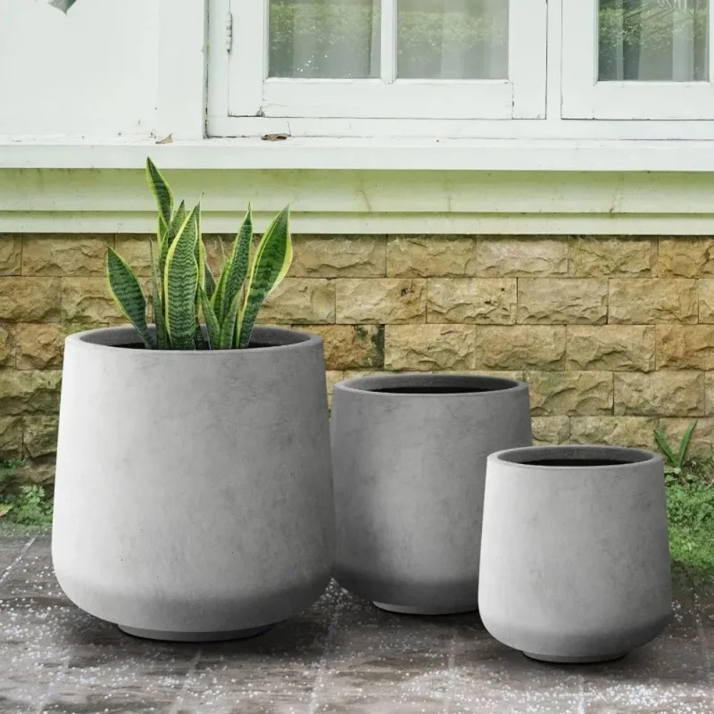 Round Concrete Planter, Set of 3