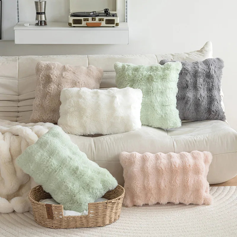 Imitation Rabbit Fur Bubble Pillow