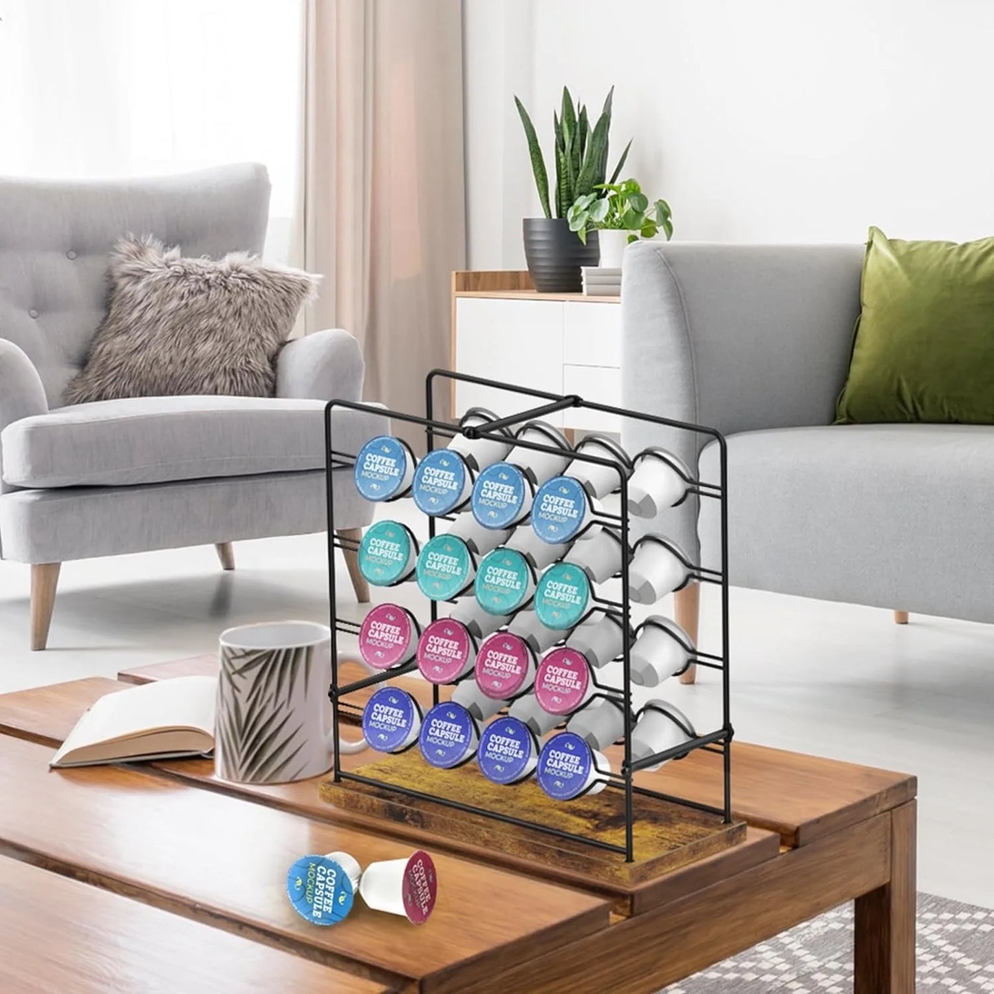 Modern Coffee Pod Holder, 32 Pods