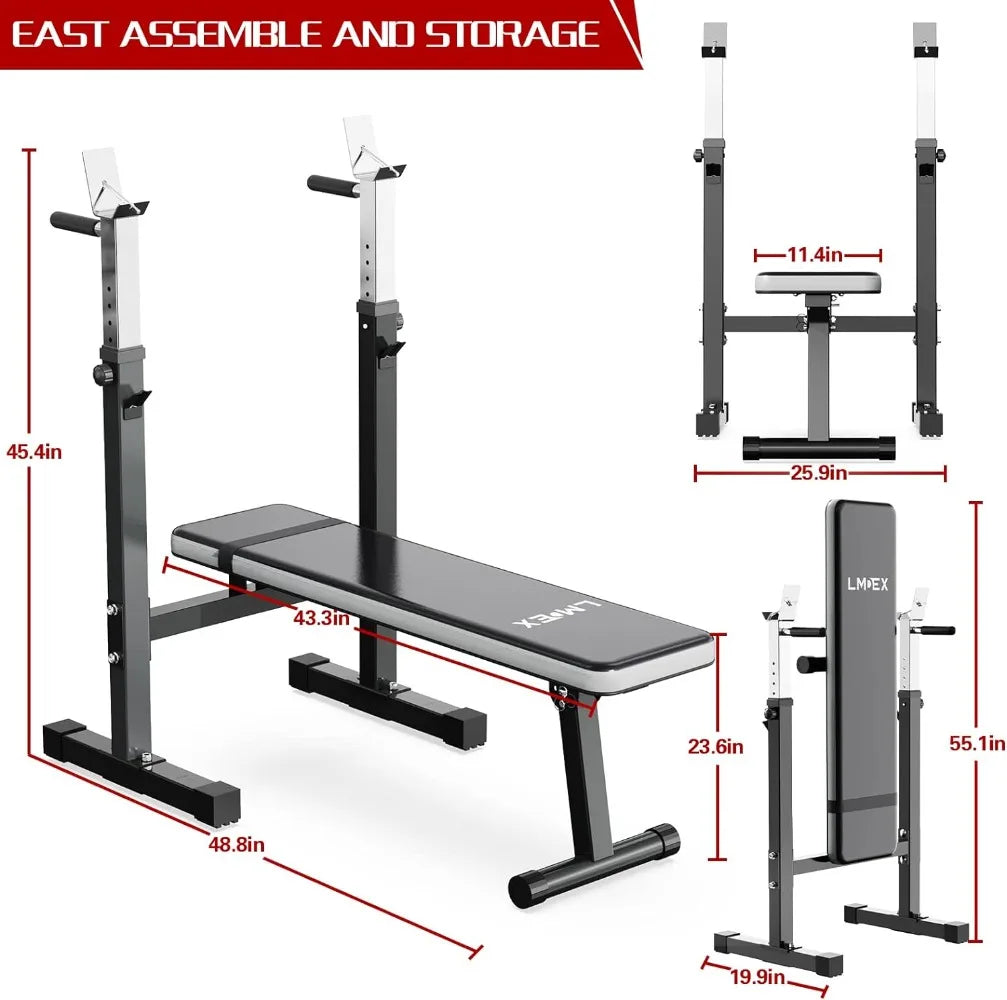 Adjustable Weight Bench with Squat Rack