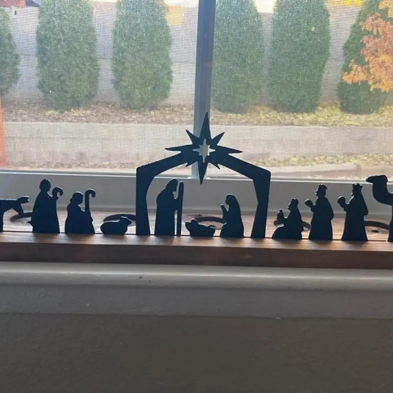 Wooden Christmas Nativity Set Candle Holder