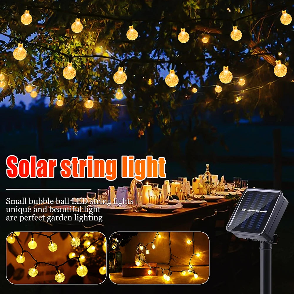 Solar Bubble Ball String Lights, 8 Modes