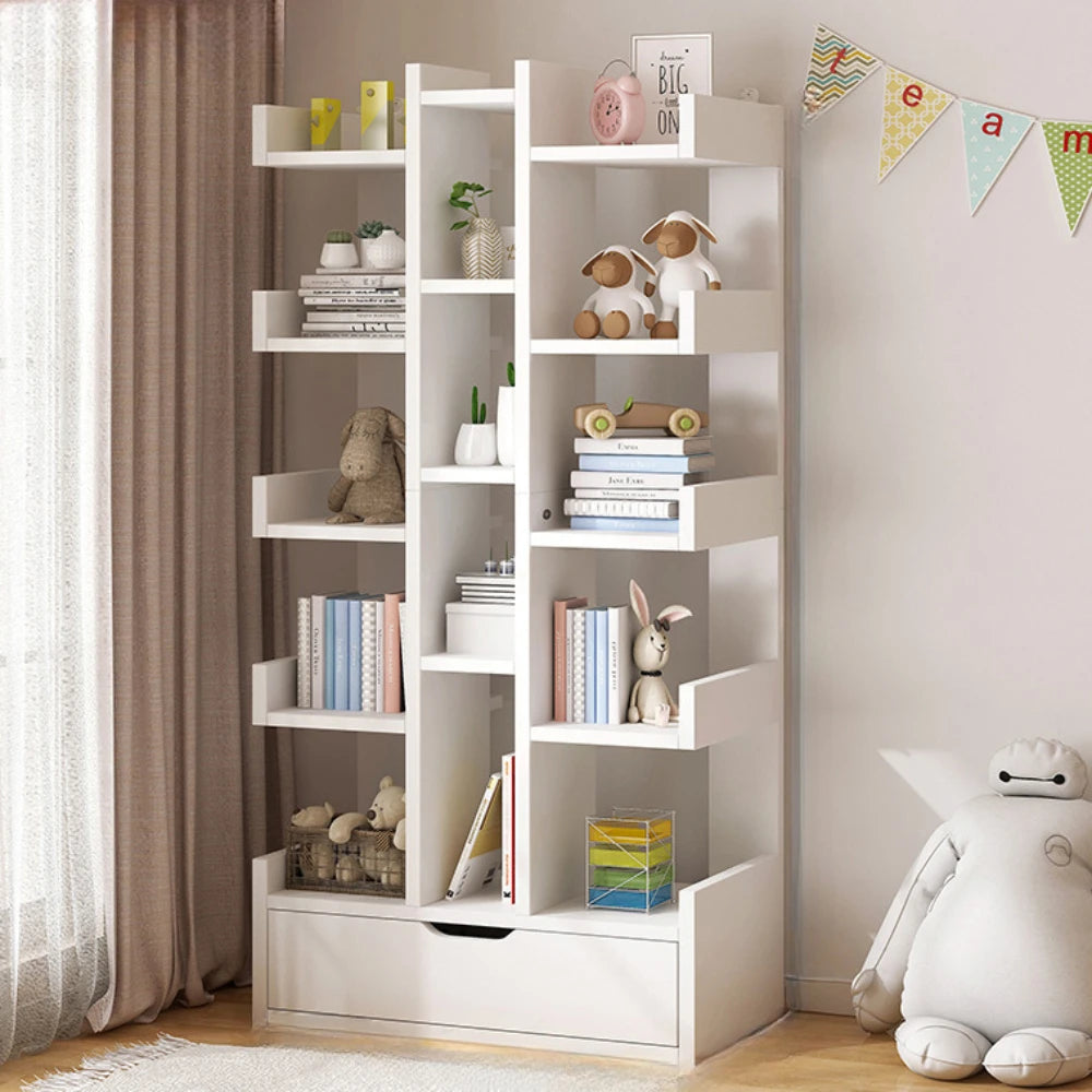 Standing Multi-Level Wooden Bookshelf