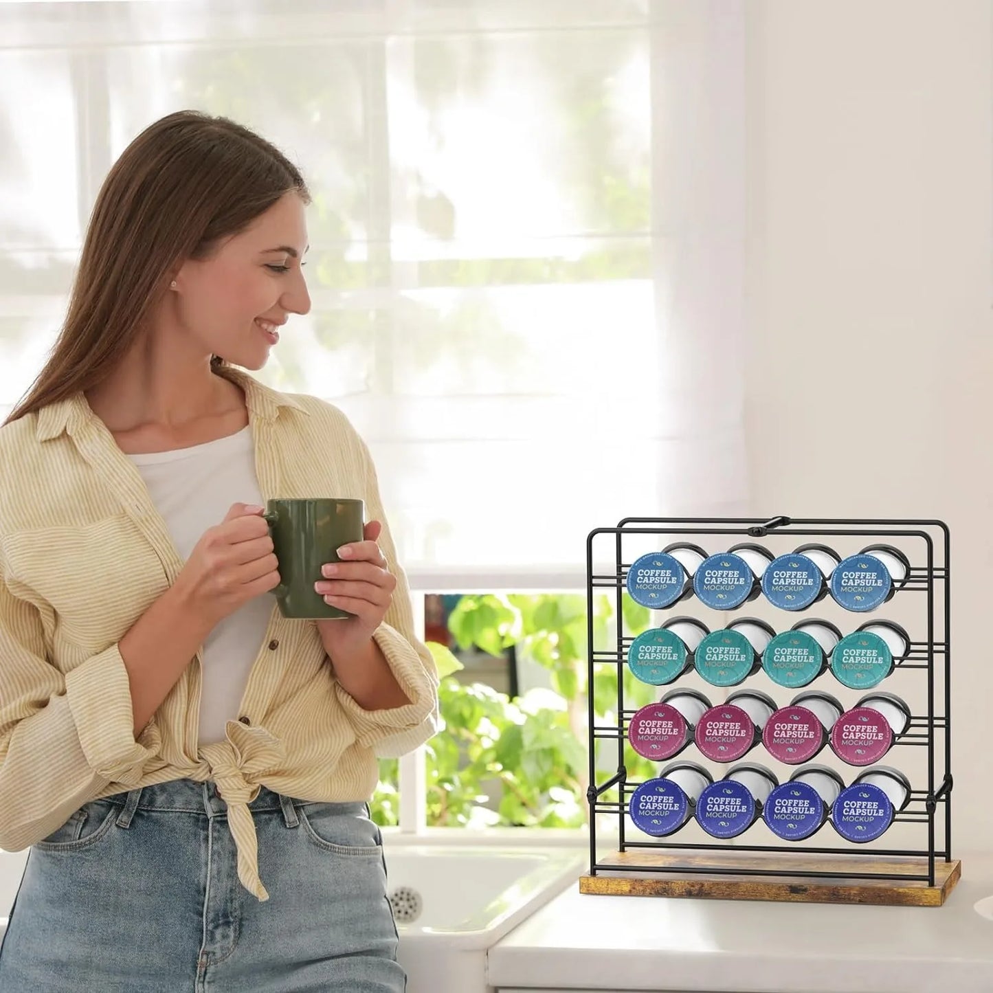 Modern Coffee Pod Holder, 32 Pods