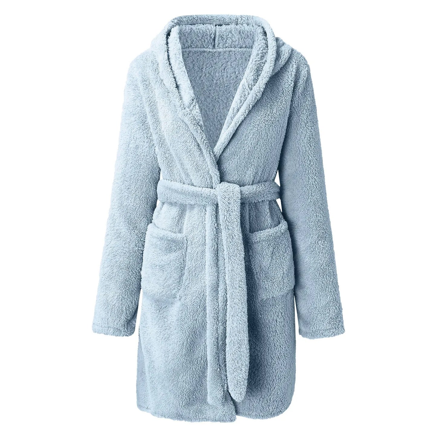 Women's Hooded Fleece Bathrobe