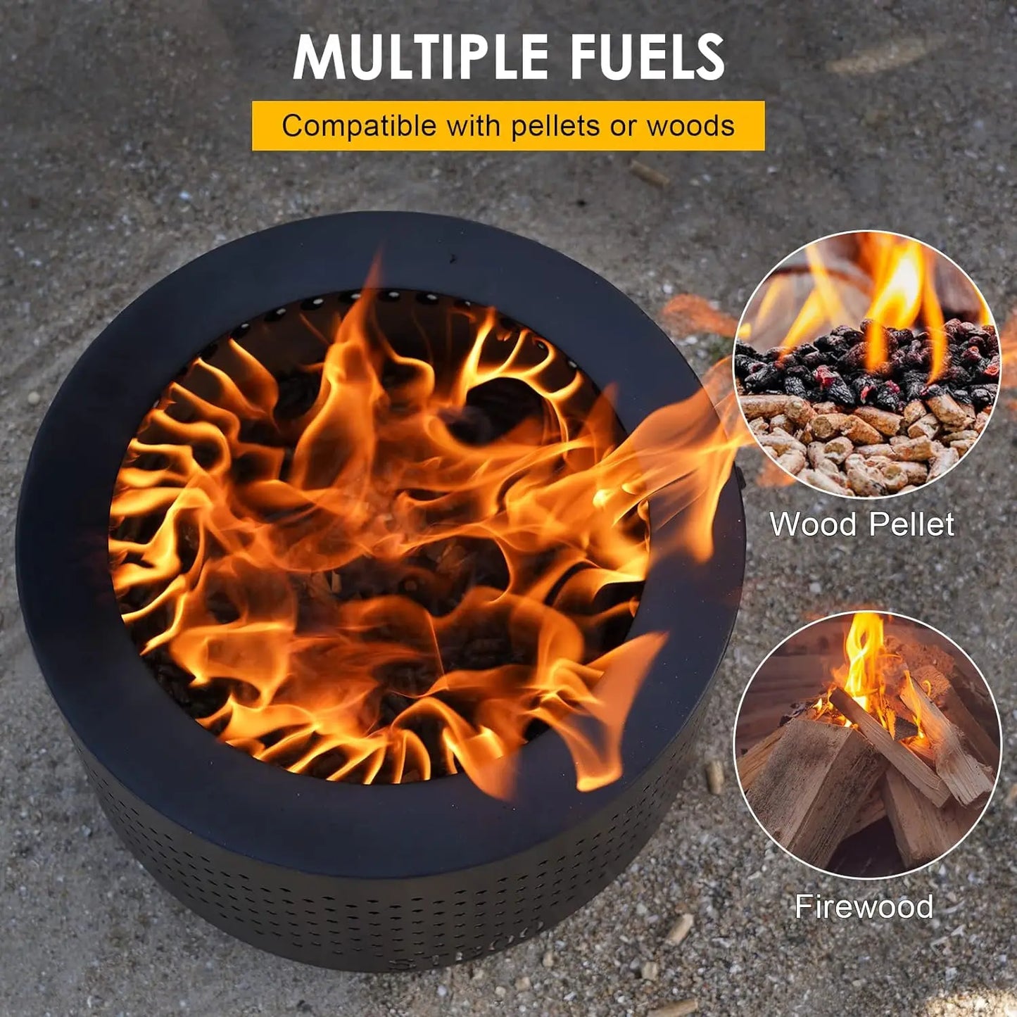 Smokeless Fire Pit with Storage Bag, 20x14"