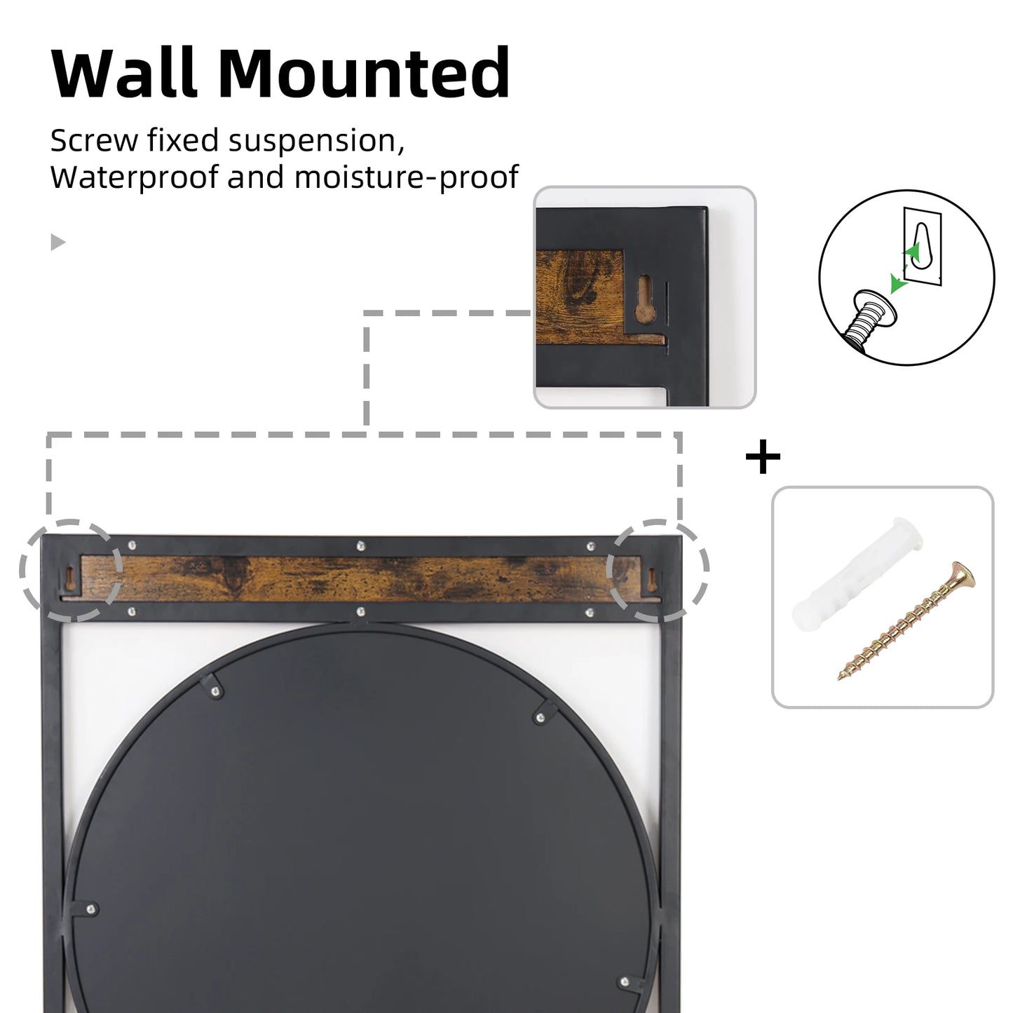 Industrial Wall Mounted Mirror, 63x76CM