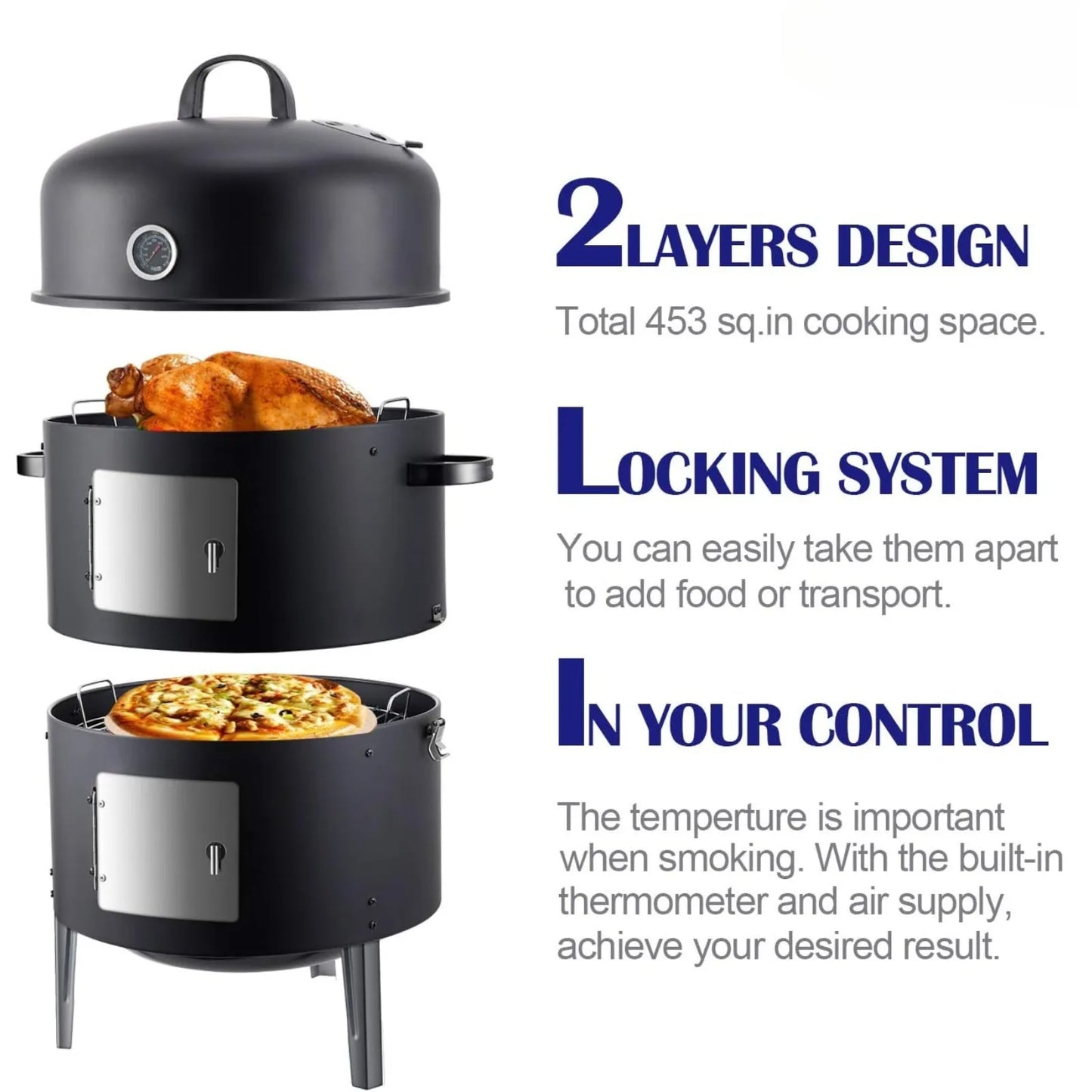 Steel Charcoal Smoker, 17"