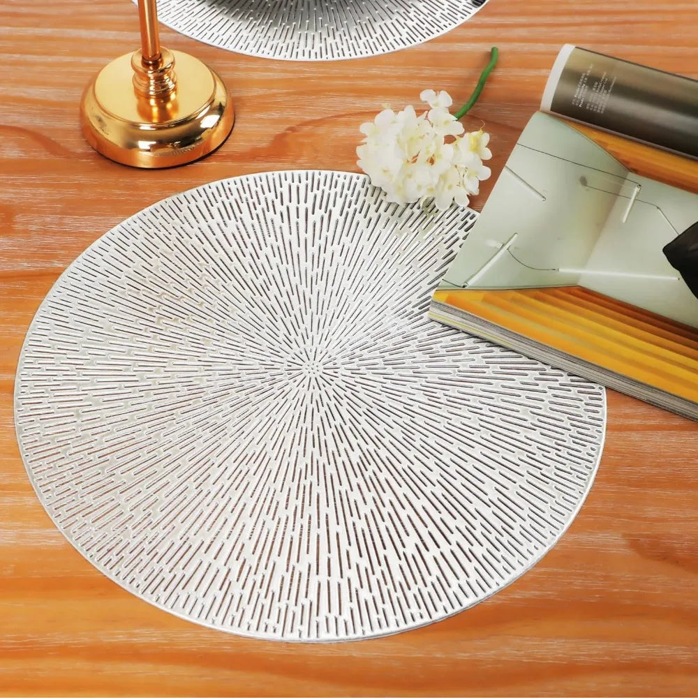 Silver Round Placemats Set,15''