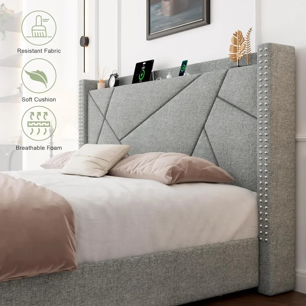 Platform Bed Frame with 4 Drawers