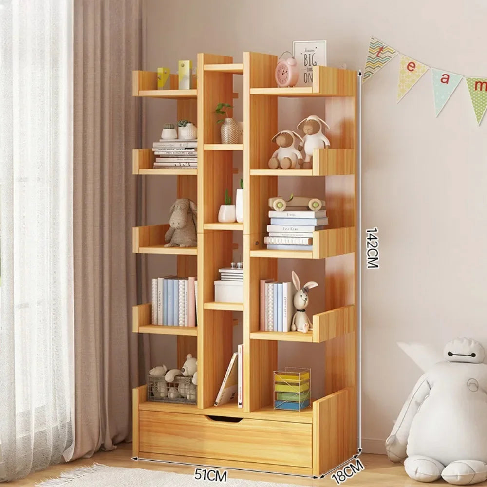 Standing Multi-Level Wooden Bookshelf