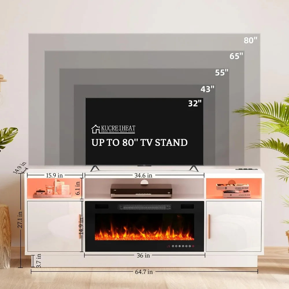 Modern Fireplace TV Stand, Up to 75" TV