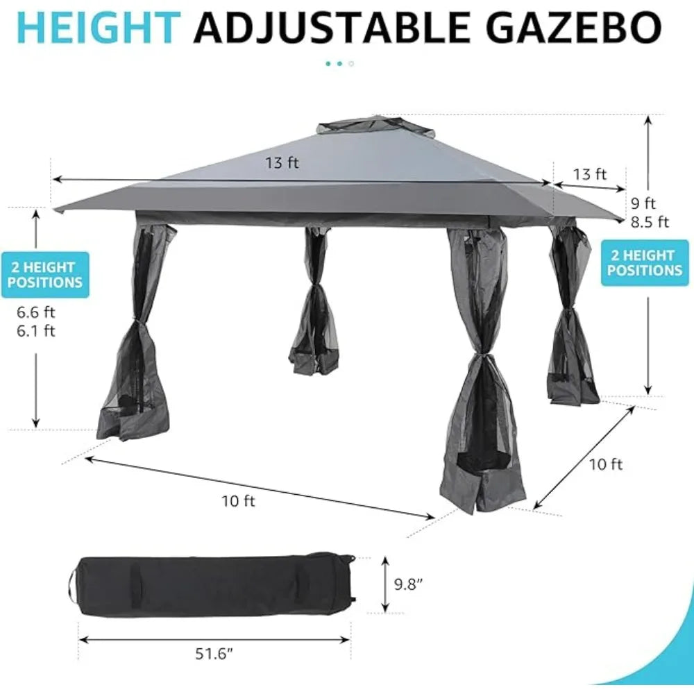 Metal Frame Gazebo, 13 x 13'