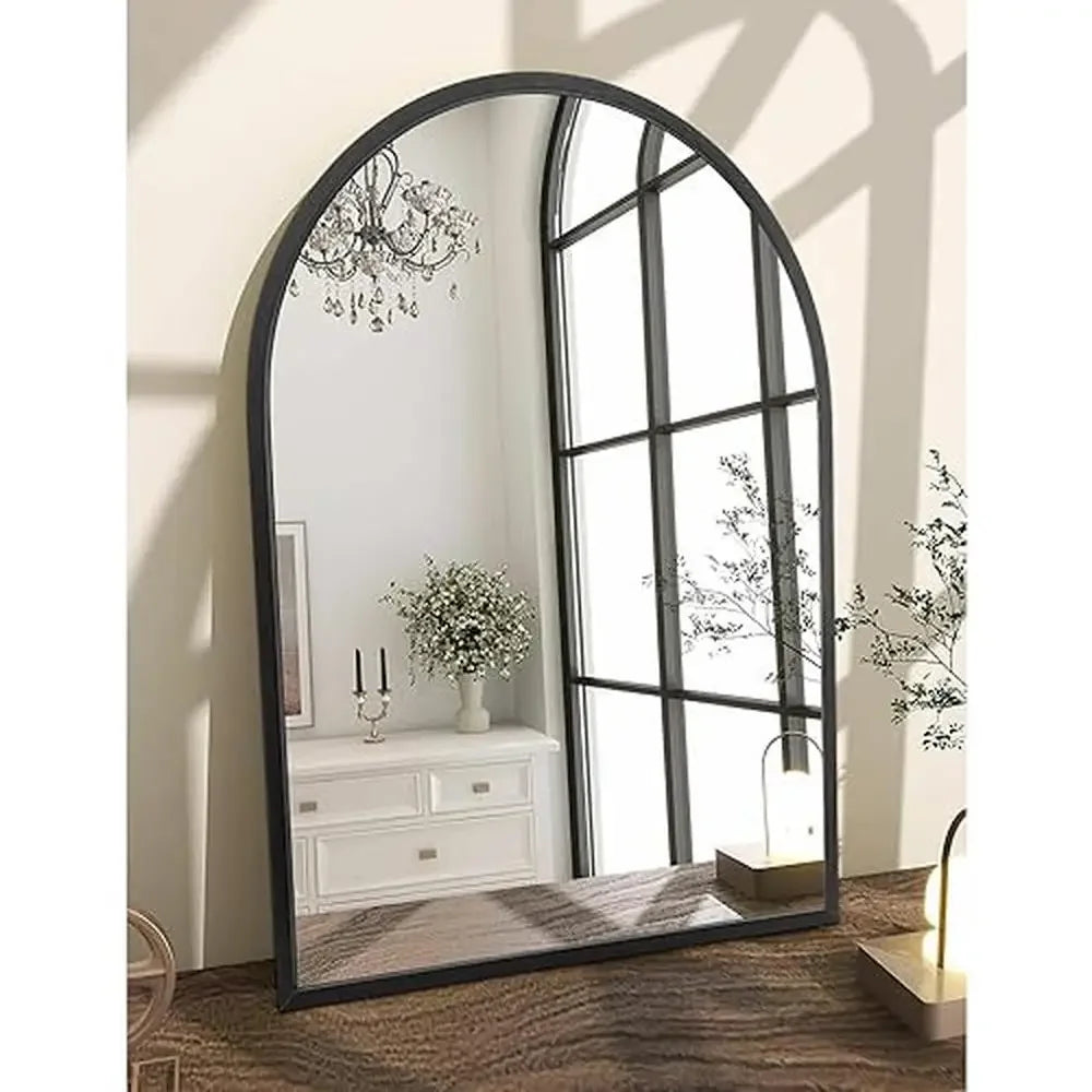 Large Black Arched Wall Mirror, 20"x16"