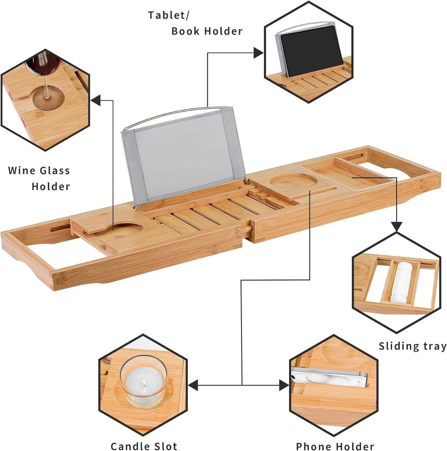 Bamboo Bathtub Caddy