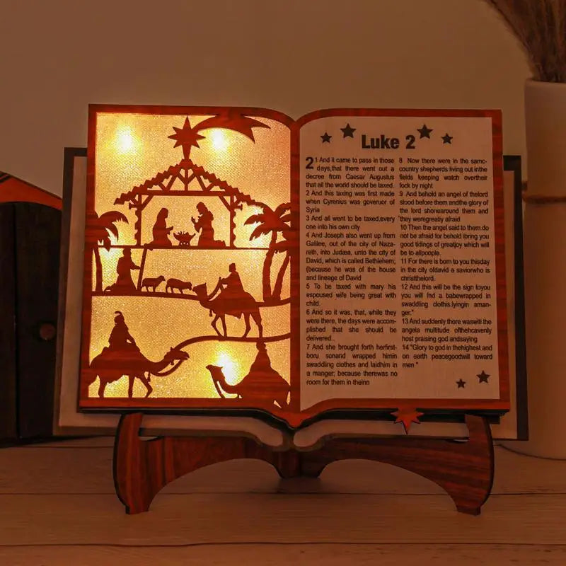 LED Bible Nativity Scene with Stand