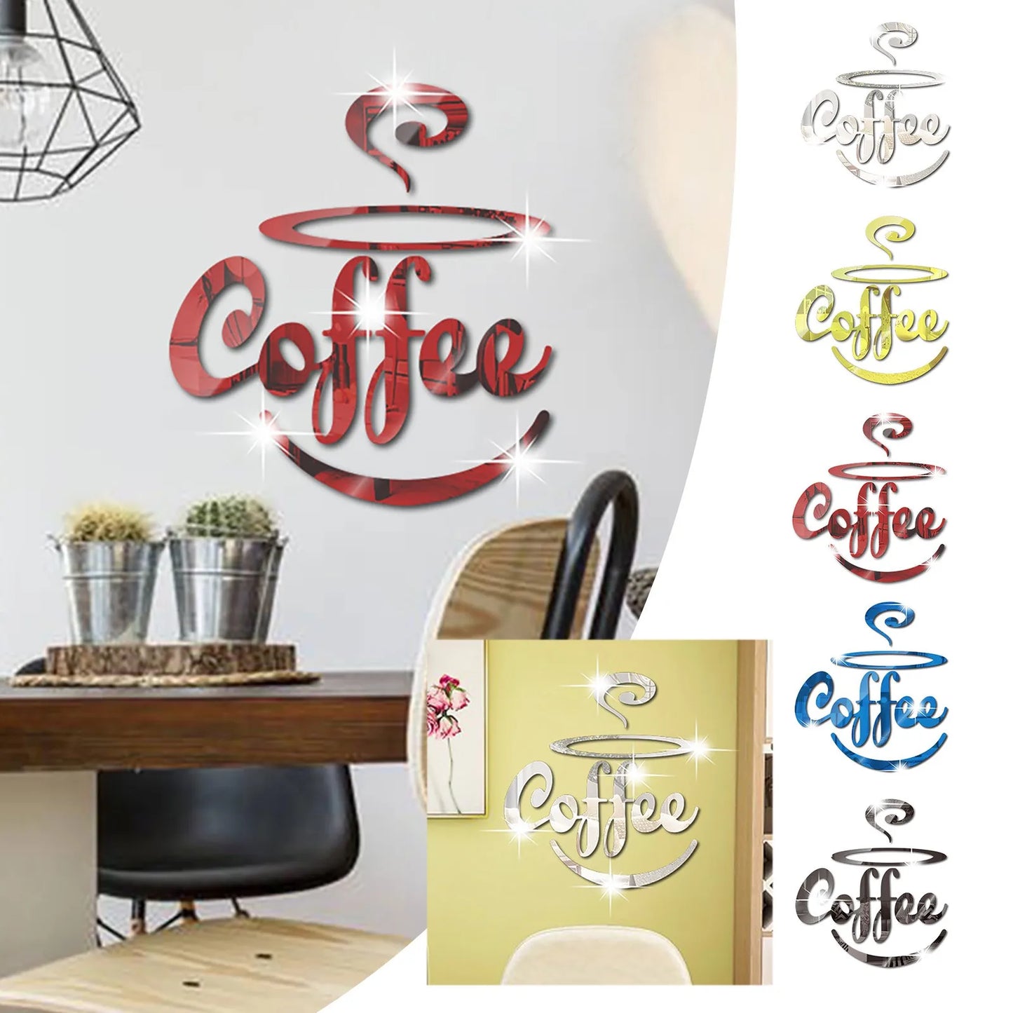 Coffee Bar 3D Mirror Sticker