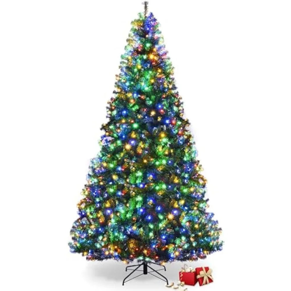 8ft Pre-lit Christmas Tree, 11 Lighting Modes & Foldable Base