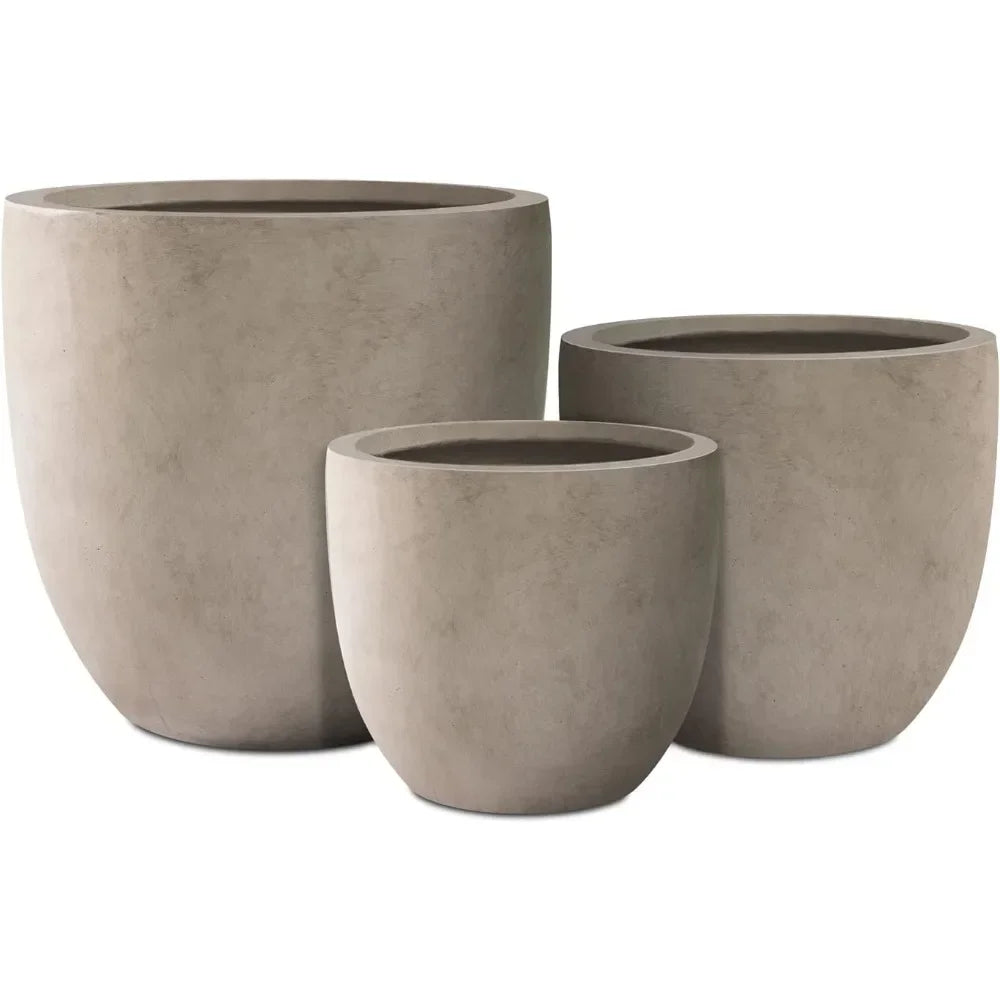 Round Concrete Planters, Set of 3