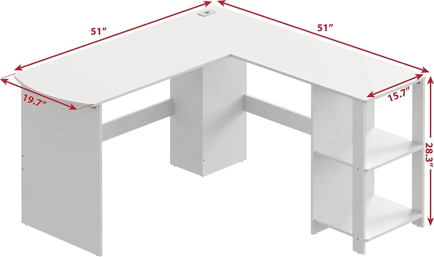 L-Shaped Corner Desk, White