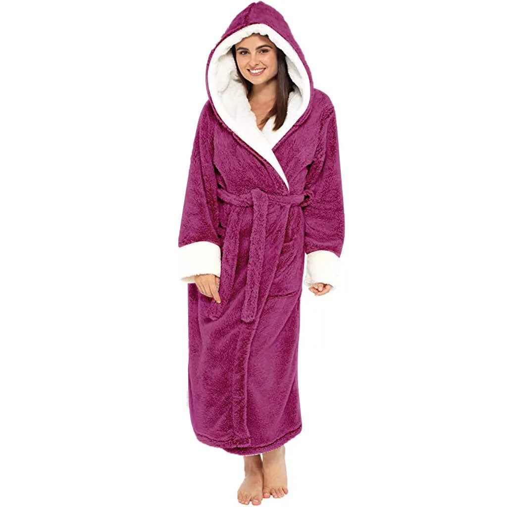 Extra Long Plush Hooded Bathrobe