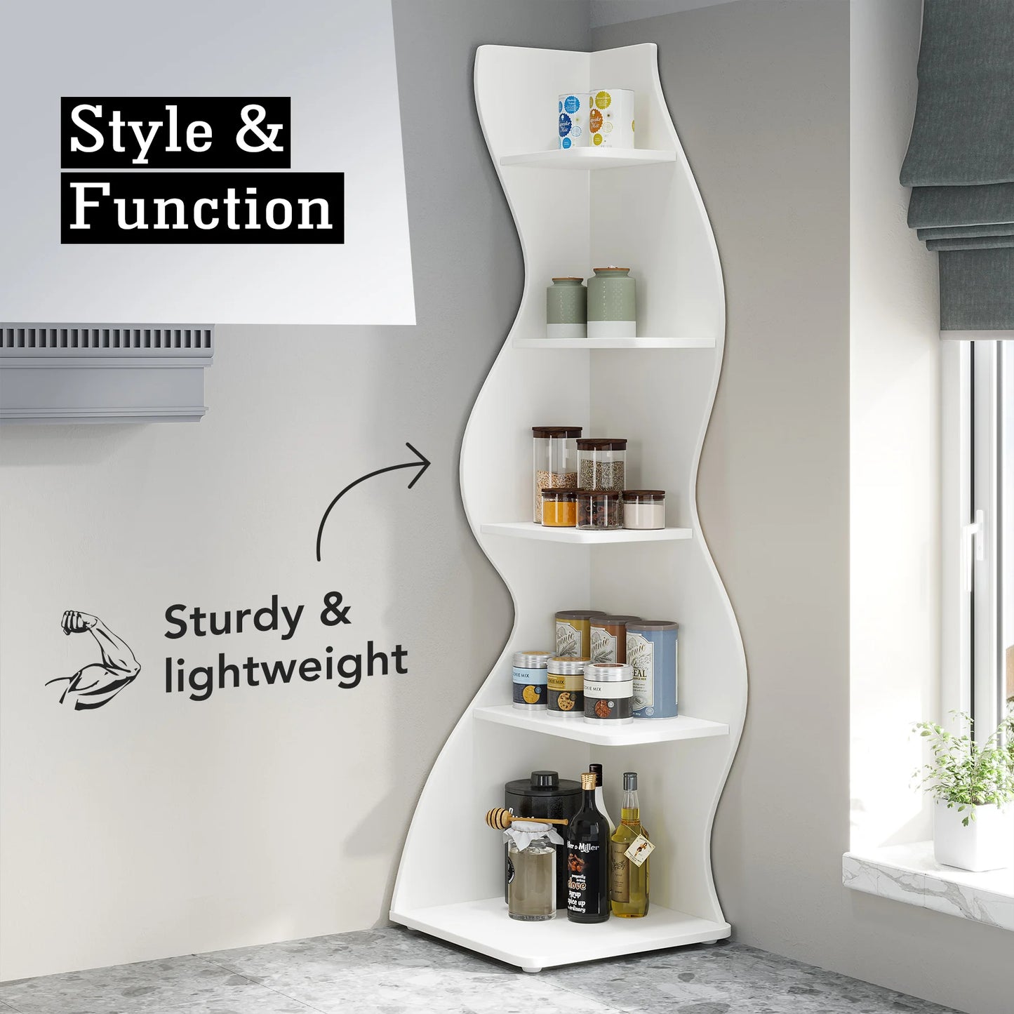 5-Tier Modern Corner Shelf