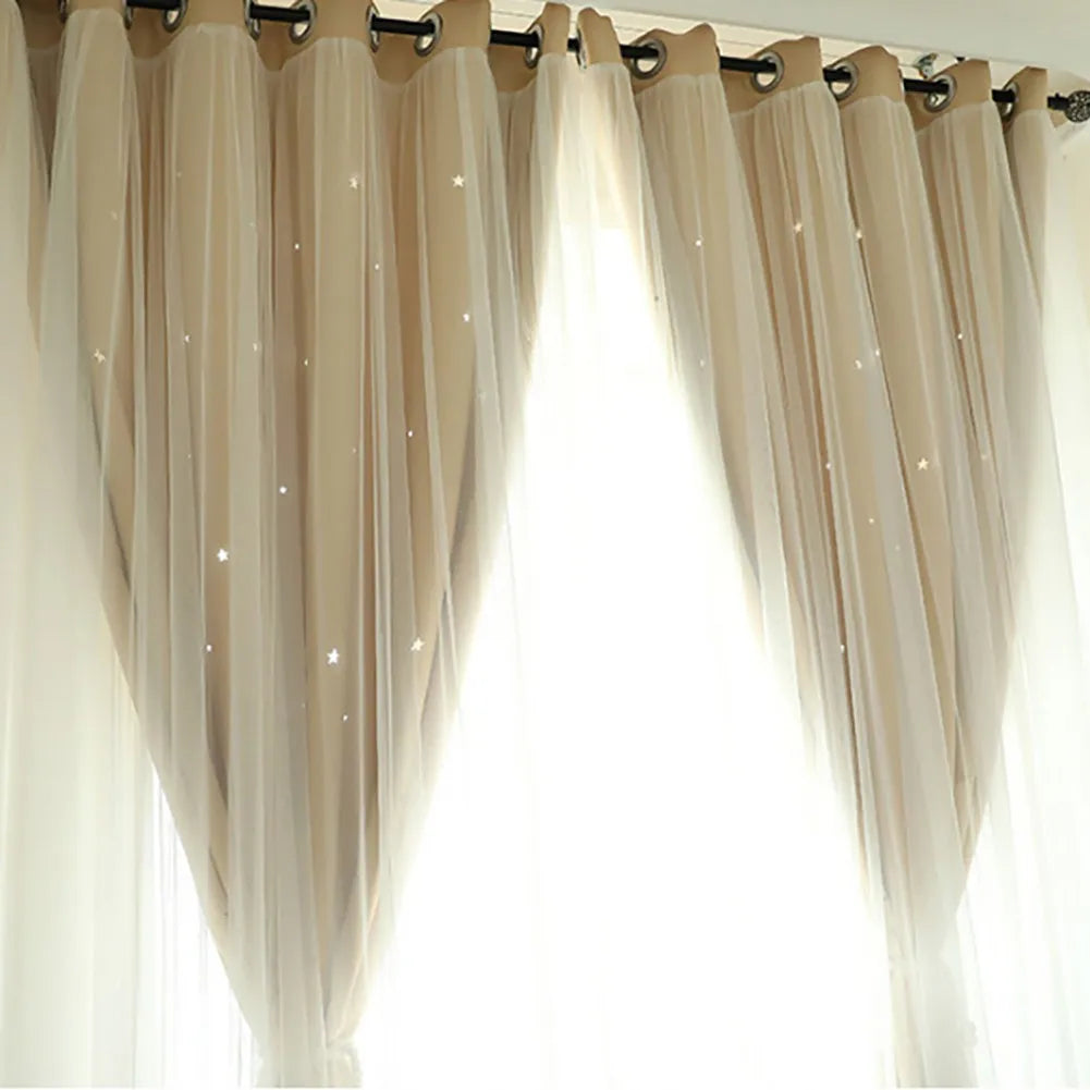 Double Layer Blackout Star Pattern Curtains