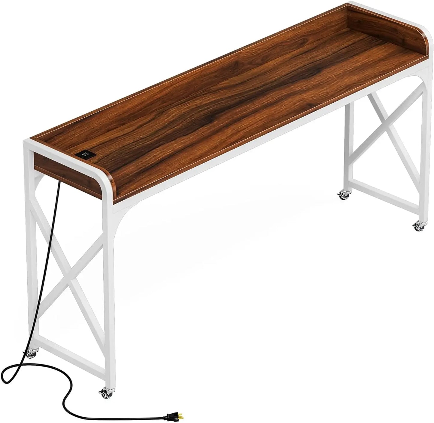 Over Bed Table with Wheels, 70.8". Outlet & USB