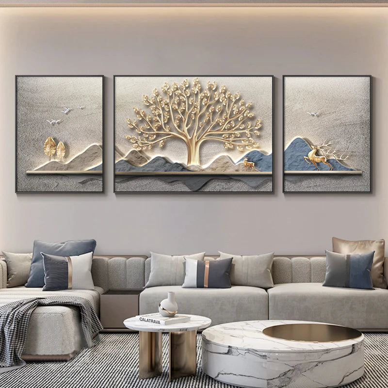 Frameless Landscape Painting, 3 Pcs Set