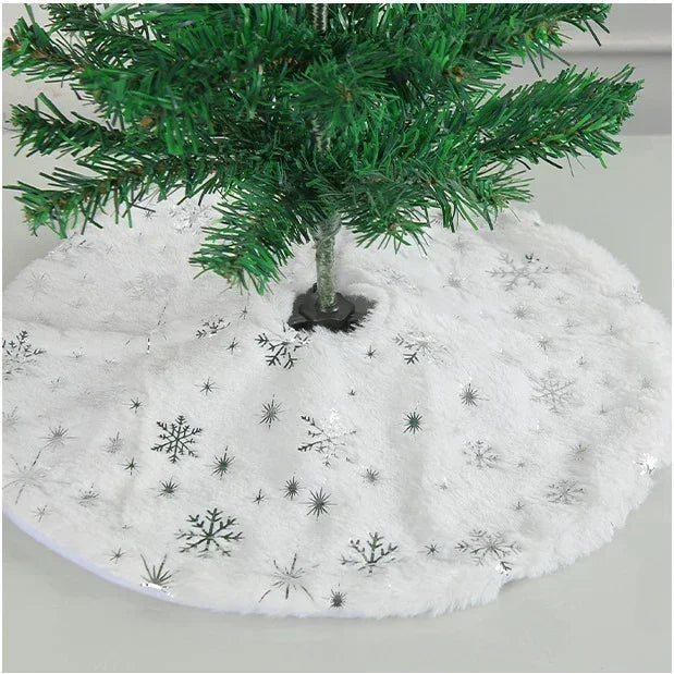 White Faux Fur Christmas Tree Skirt