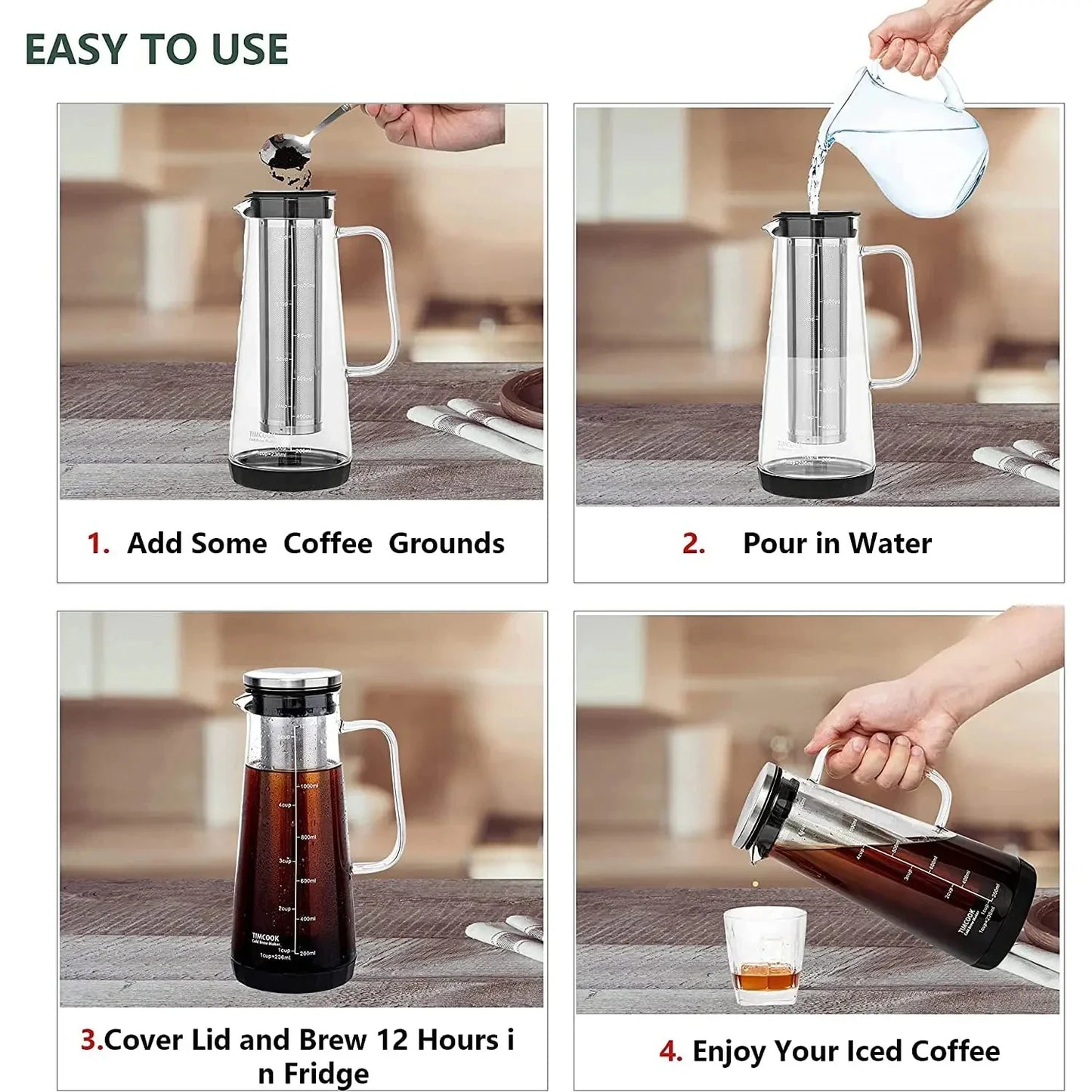 Glass Cold Brew Coffee Pot with Filter