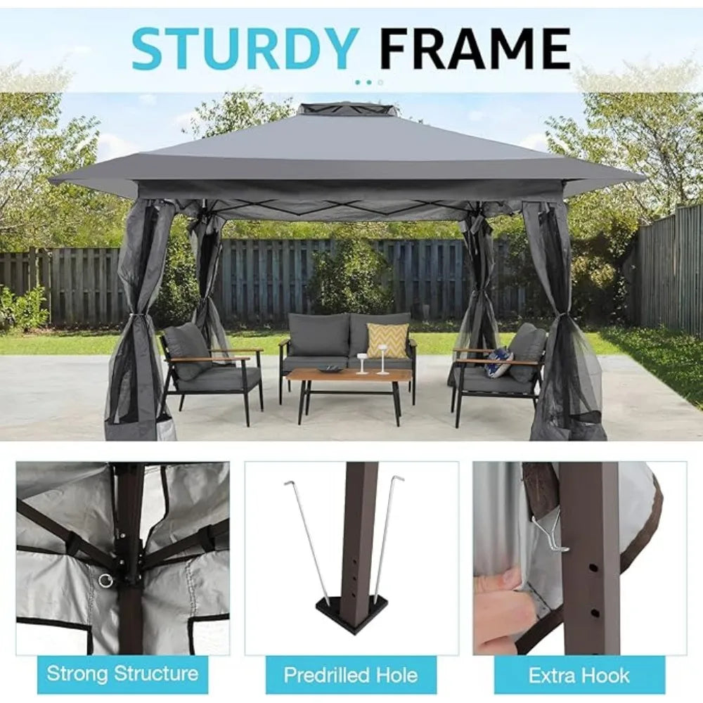 Metal Frame Gazebo, 13 x 13'