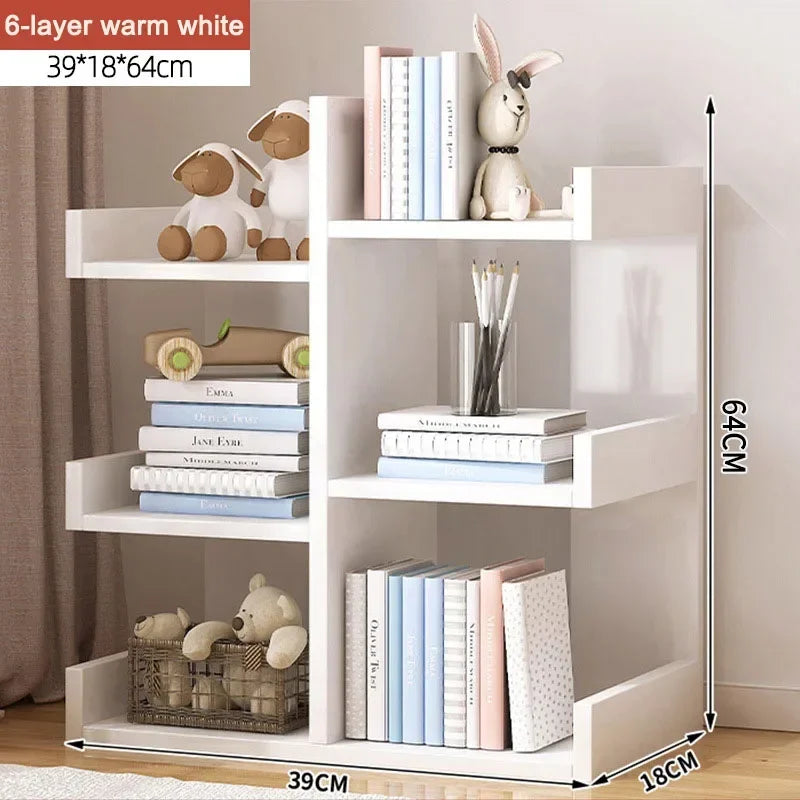 Standing Multi-Level Wooden Bookshelf