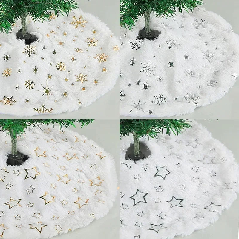 White Faux Fur Christmas Tree Skirt