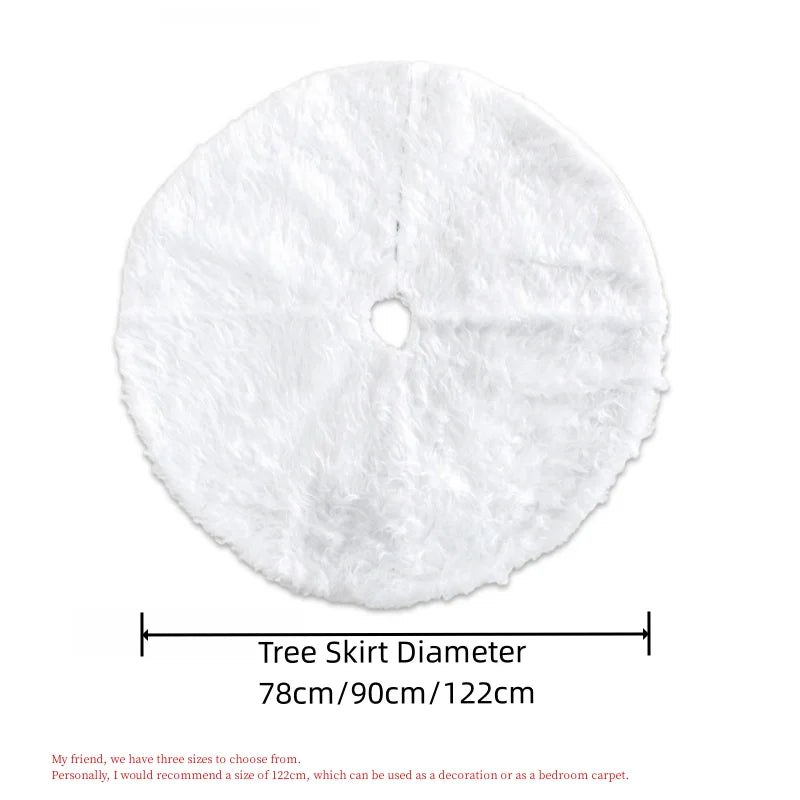 White Plush Christmas Tree Skirt, 78/90/122cm